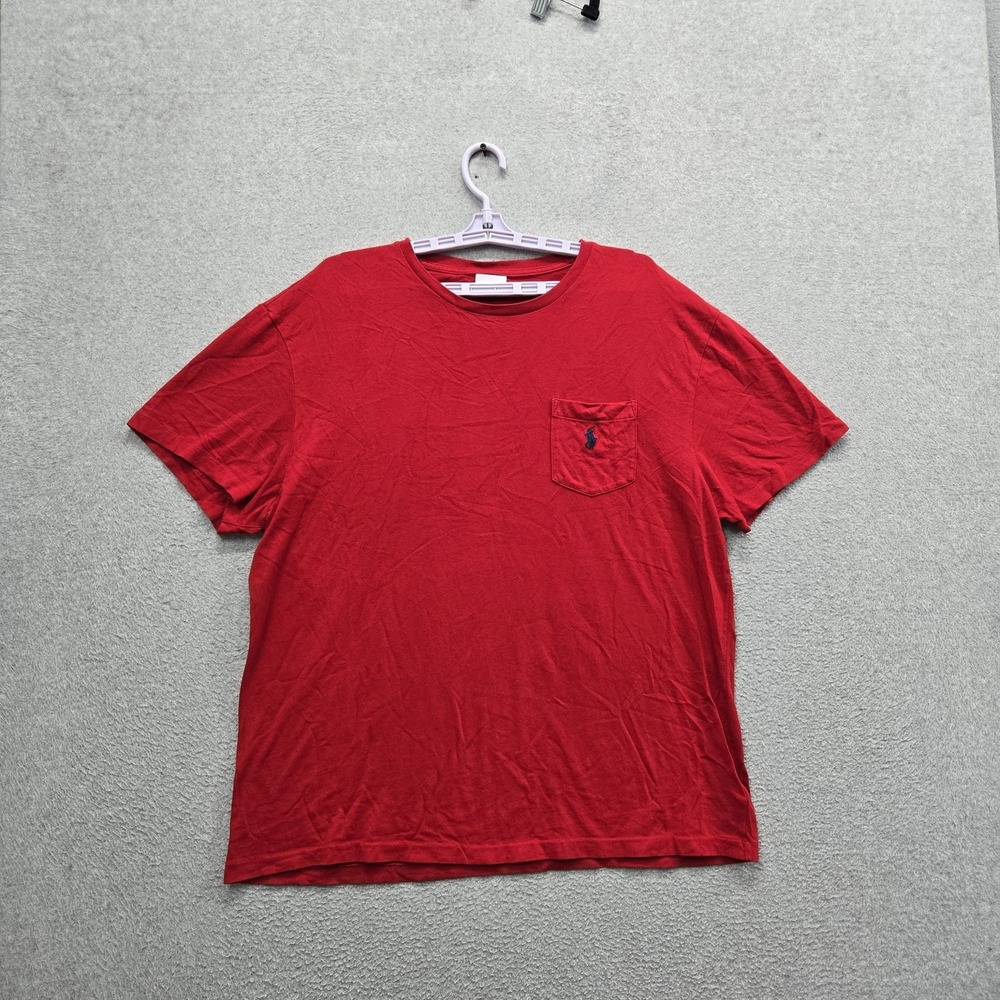 Polo Ralph Lauren Men Shirt L  Red Embroidered Logo Classic Short Sleeve
